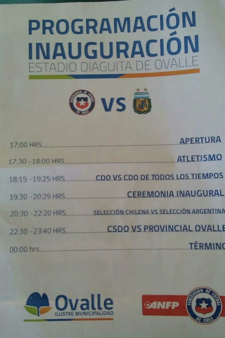 La programación para la ceremonia de inauguración del esperado Estadio Diaguita de Ovalle.