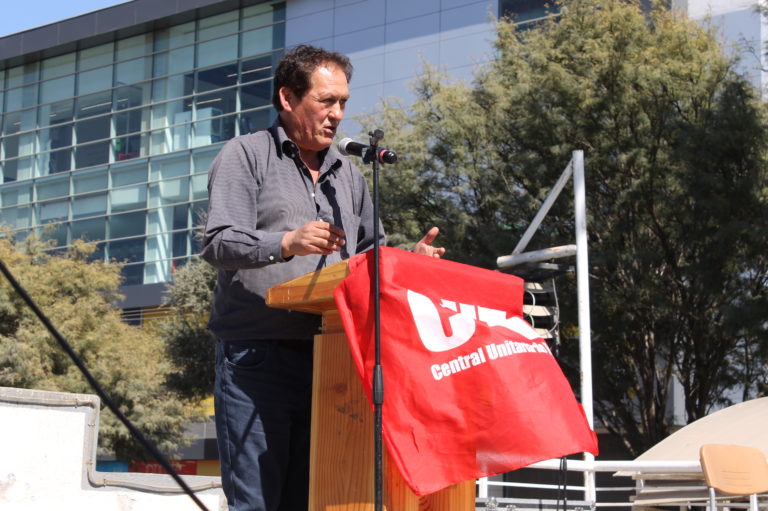 Ricardo Rojas, presidente de la CUT Limarí fue el encargado del discurso central